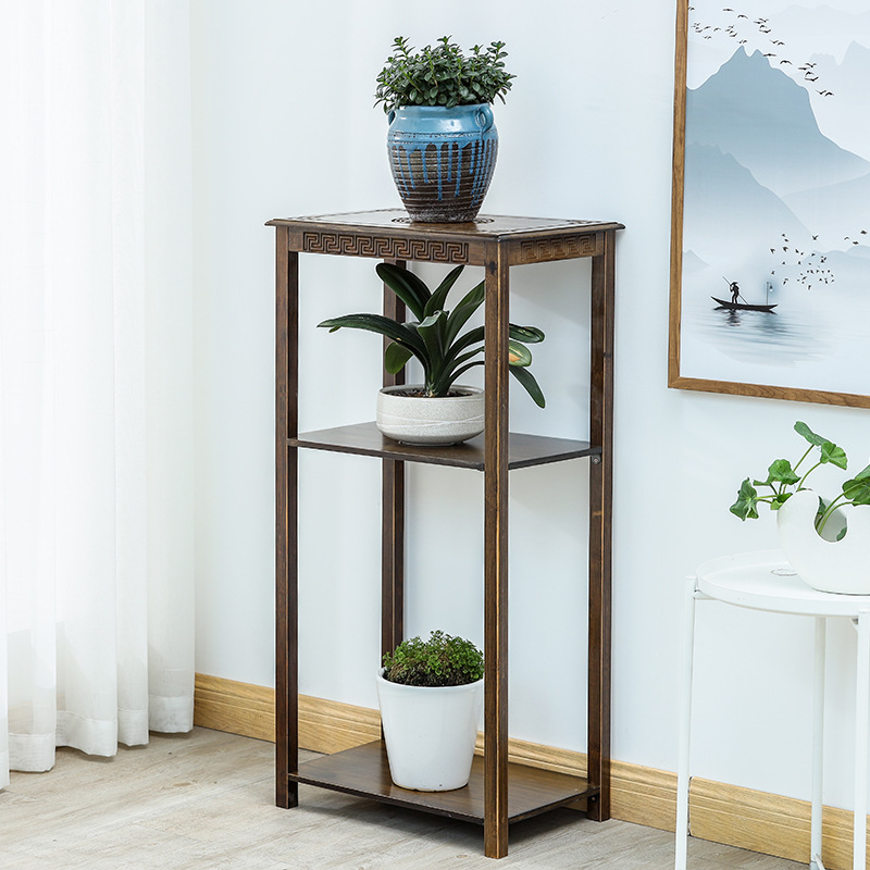 Yaouda sala de estar soporte de flores chino balcón soporte de maceta soporte de tanque de peces bambú mesa alargada verde rábano suculento soporte de flores al por mayor