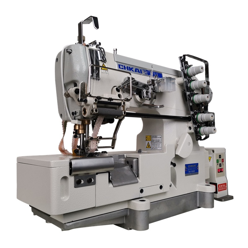 供应三针五线绷缝机冚车上花边松紧带电脑直驱包边缝纫机厂家批发