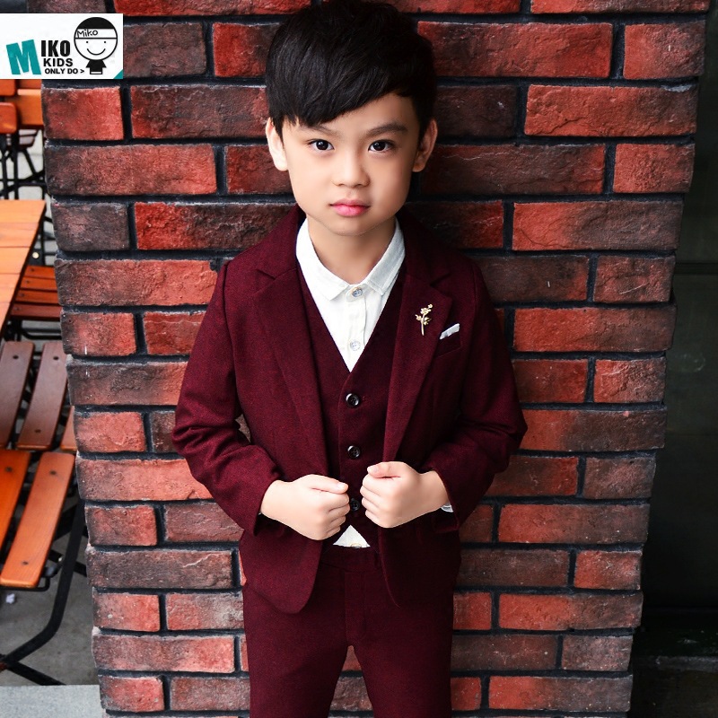 Burgundy classic suit jacket, set, 3 piece set
