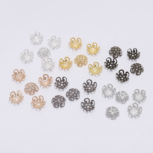 Six-color hollow flower tray DIY jewelry accessories material natural stone bead cap flower spacer bead pendant loose bead flower tray