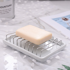 304 stainless steel soap dish drain rack ceramic tray soap rack no punching soap box hotel bathroom