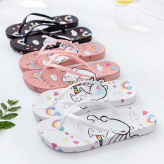 Foreign trade summer flat-soled Korean-style sandals beach slippers flat-heeled flip-flops for outer wear non-slip herringbone fashion women's soft plastic