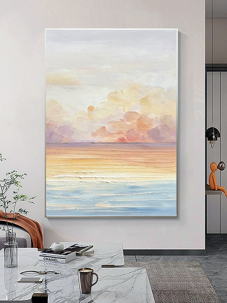 Living room oil painting abstract sunrise