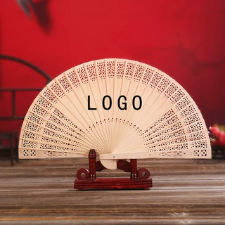 logo扇子广告扇激光雕刻扇子礼品扇香木扇荷木扇含包装