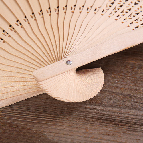 6 inch fragrant wood fan 20cm hollow wholesale gift fan imitation sandalwood fan folding fan foreign trade export fan LOGO