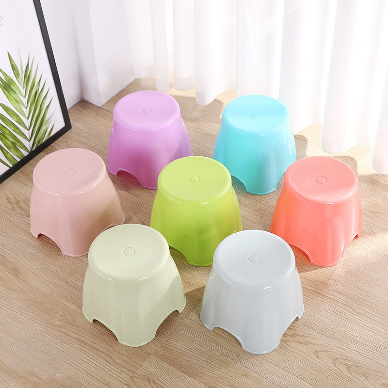 Пластиковый табурет Утолщенный бытовой Штабелируемый круглый табурет Простой резиновый табурет Оптовая Табурет Ветряной мельницы Высокий обеденный стол