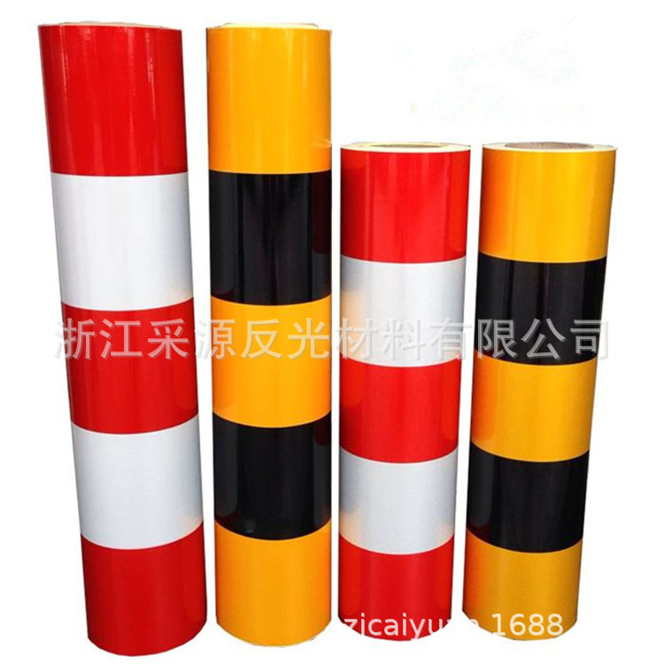 黑黄直纹反光膜电线杆防撞反光贴广告交通工程级铝基反光材料