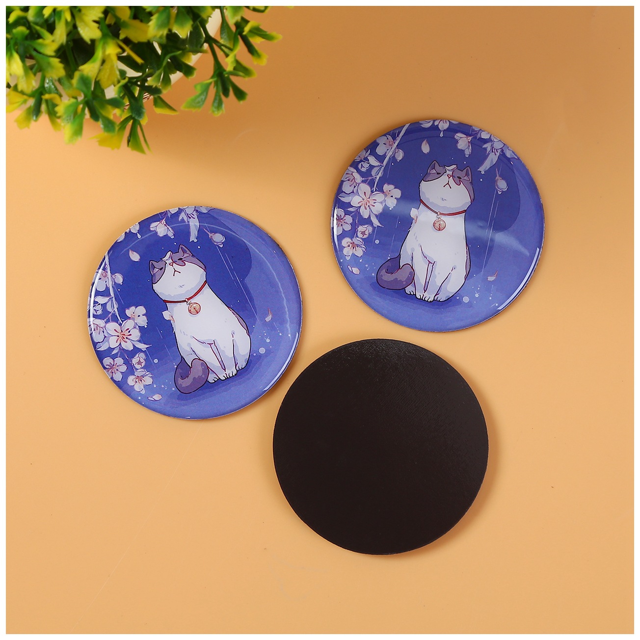 Fabricante de imanes de nevera de epoxi coloridos, pegatinas magnéticas suaves de gato de la suerte de dibujos animados, imanes de nevera de epoxi de cristal, hechos a medida