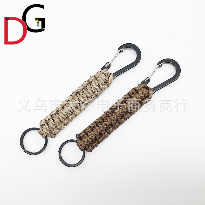 Amazon productos paraguas cuerda llavero negro montañismo primavera hebilla clave colgante paraguas al aire libre cuerda tejida llavero