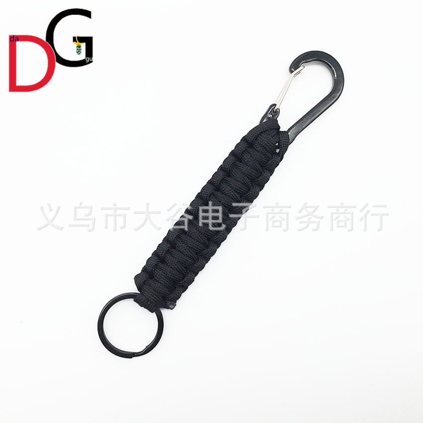 Amazon productos paraguas cuerda llavero negro montañismo primavera hebilla clave colgante paraguas al aire libre cuerda tejida llavero