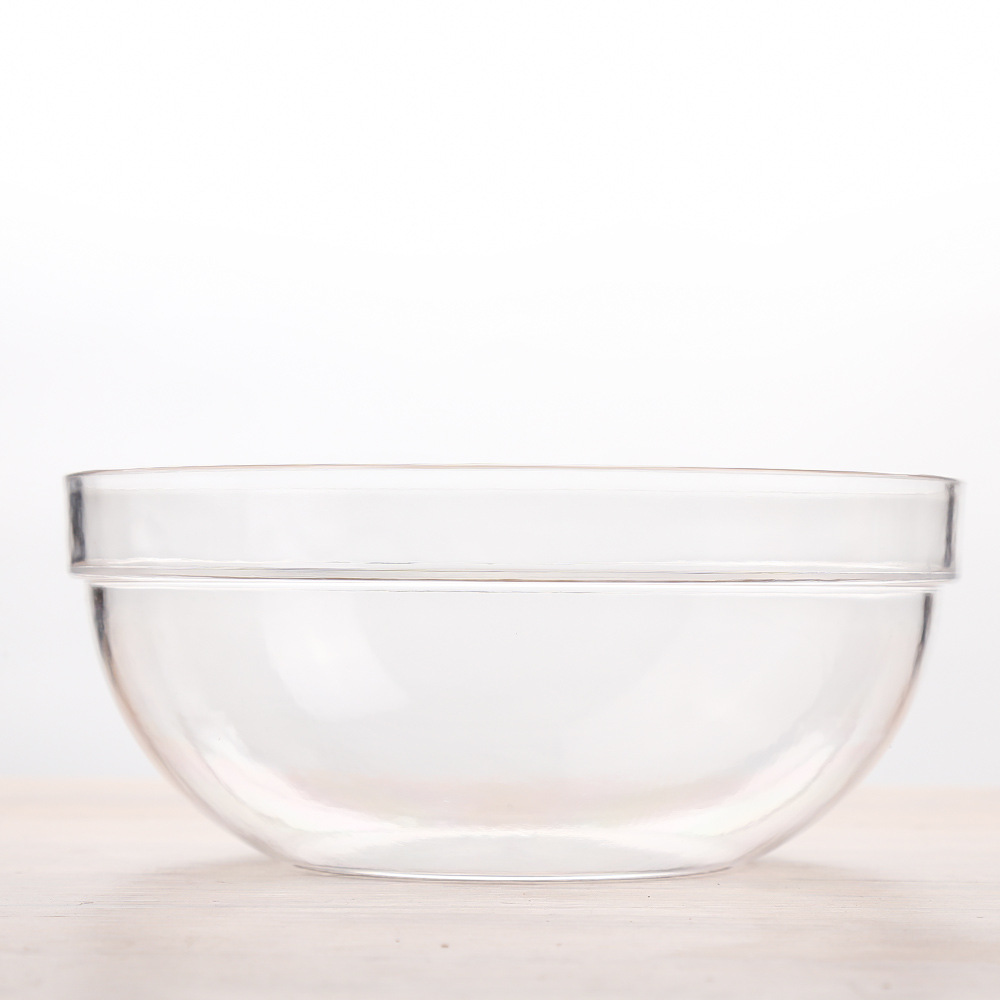 Ensaladera transparente de verduras y frutas de plástico redondo acrílico restaurante Tazón de té Ensaladera resistente a la caída Tazón oblicuo Tazón