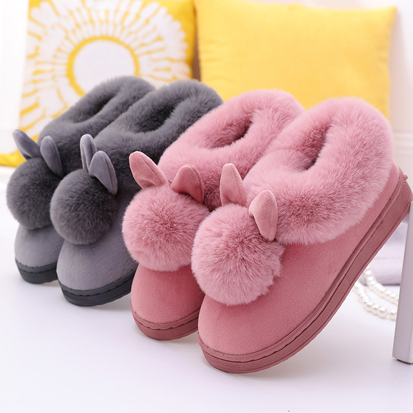 Long ear single -ball cotton shoes men and women in winter warm bag…