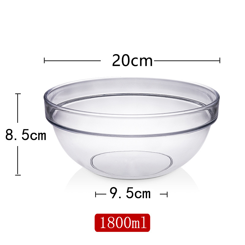 Ensaladera transparente de verduras y frutas de plástico redondo acrílico restaurante Tazón de té Ensaladera resistente a la caída Tazón oblicuo Tazón
