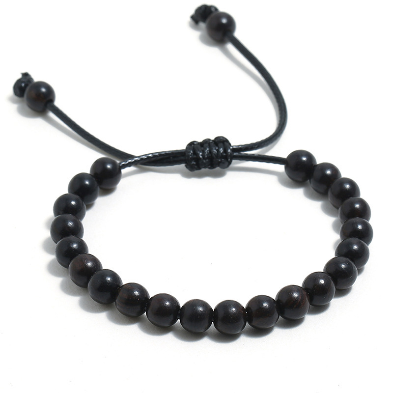 Simple Drawstring Wooden Bead Handstring Personalized Small Gift Gift Size Adjustable Bracelet for Men and Women Small Jewelry