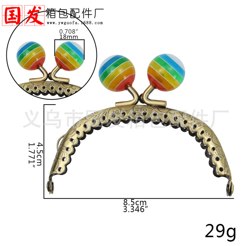 8.5CM arco dragón-fénix flor de encaje rayado oro 18MM rayado perlas 0225-TWGT