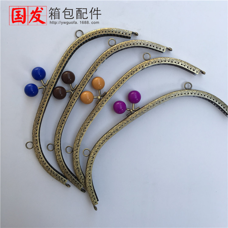 24.5CM arco dragón y flor de phoenix caramelo cabeza oro borde plano 20mm caramelo cabeza oro accesorios de bolsa 0275 - GT
