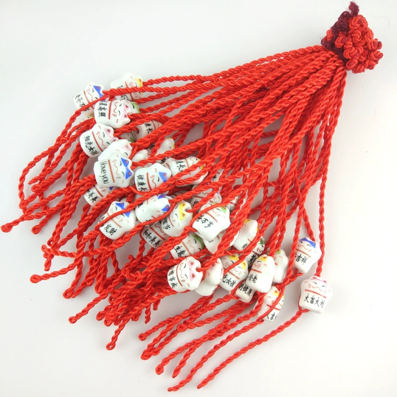 Этническая керамика Счастливый Кот Браслет с Красной веревкой Женские безделушки ручной работы Рекламные подарки Подарки Taobao