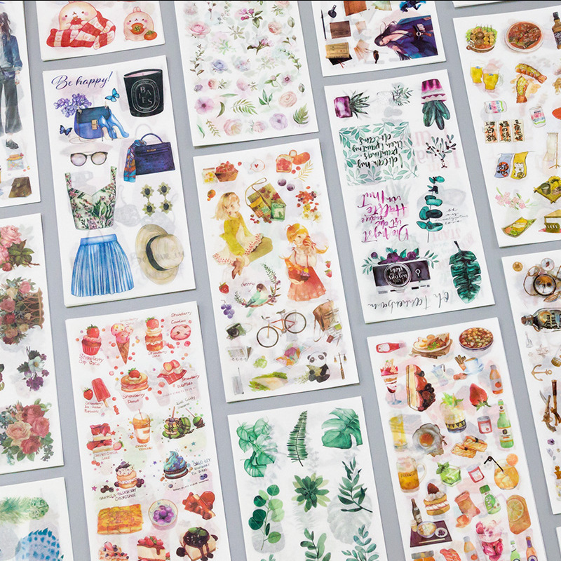 Original homemade ins fresh flat stickers daily collection DIY hand account and paper sticker material 3 pieces