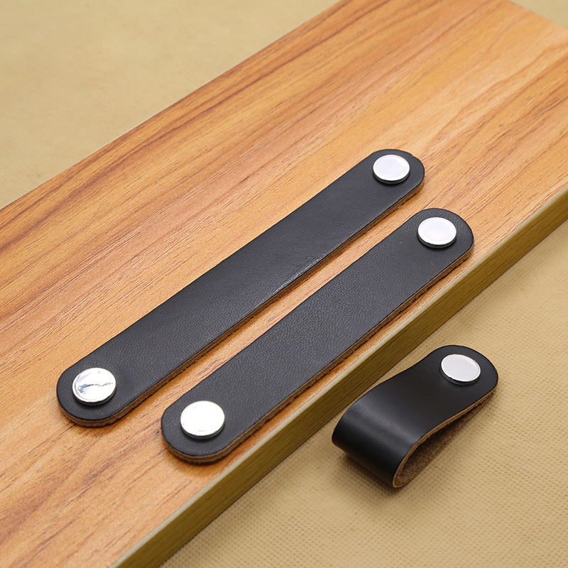 Asa de cuero para maleta, cajón, puerta de armario, asa de cuero marrón-negro, venta directa de fábrica y al por mayor. image 5