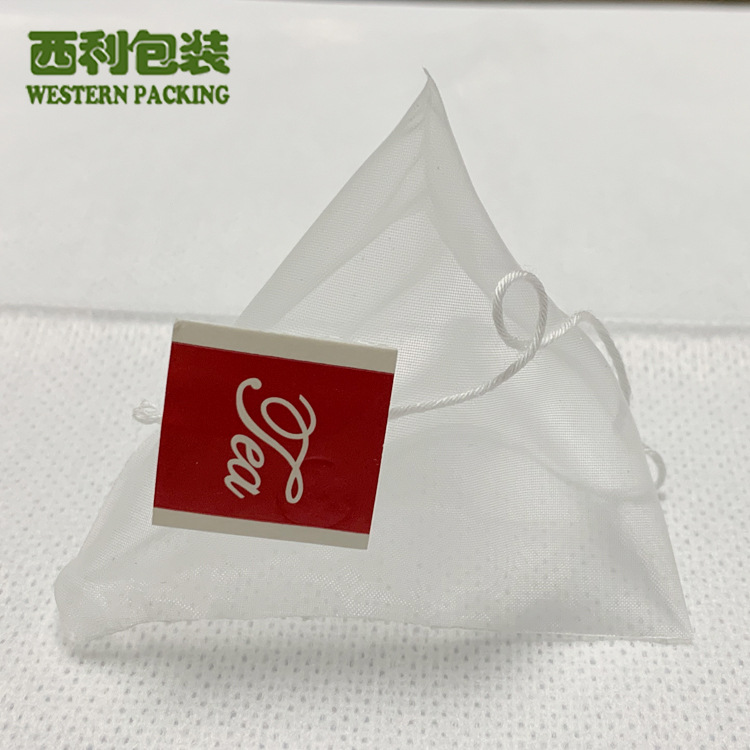 直营5.8*5.8尼龙网布茶叶滤袋三角泡茶袋带线带标茶叶过滤袋