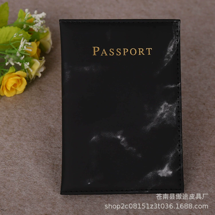 Passport holder, marble pattern protective sleeve, 20×14 cm, lightweight travel folder