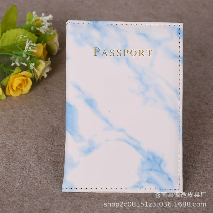 Passport holder, marble pattern protective sleeve, 20×14 cm, lightweight travel folder