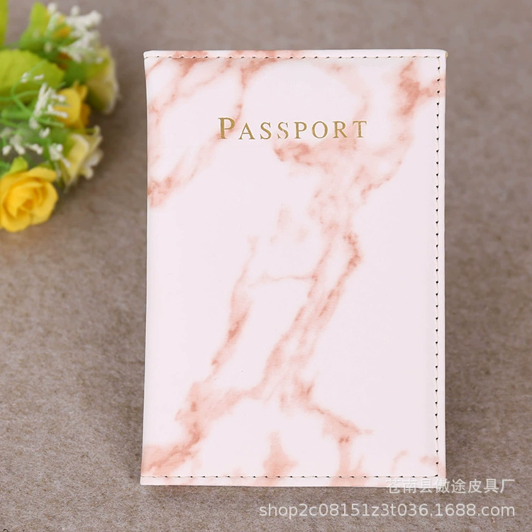 Passport holder, marble pattern protective sleeve, 20×14 cm, lightweight travel folder