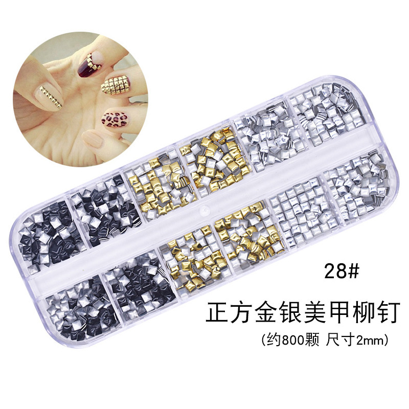 [Fábrica de 11 años] nuevos accesorios para uñas conjunto completo de lentejuelas taladro de uñas remache accesorios de metal