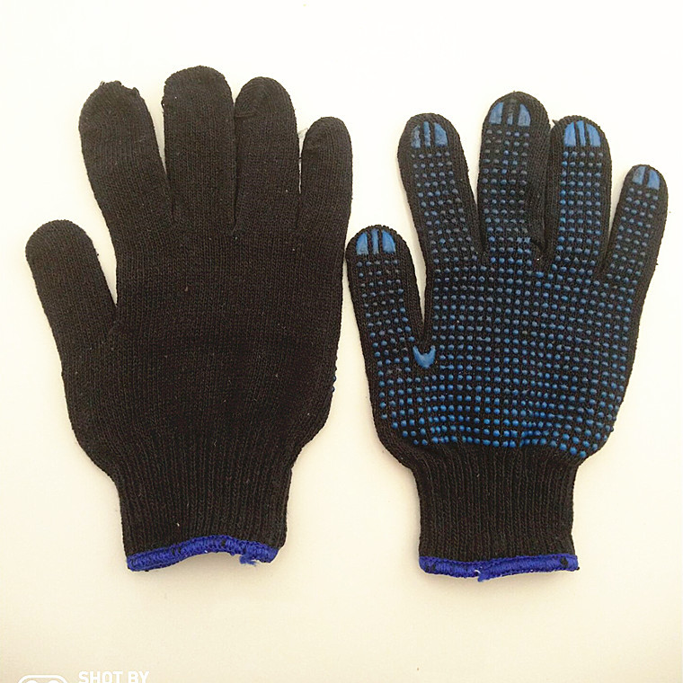 Самоупотребление 800GG Blue Dot Пластиковые хлопчатобумажные перчатки с толстым износом.