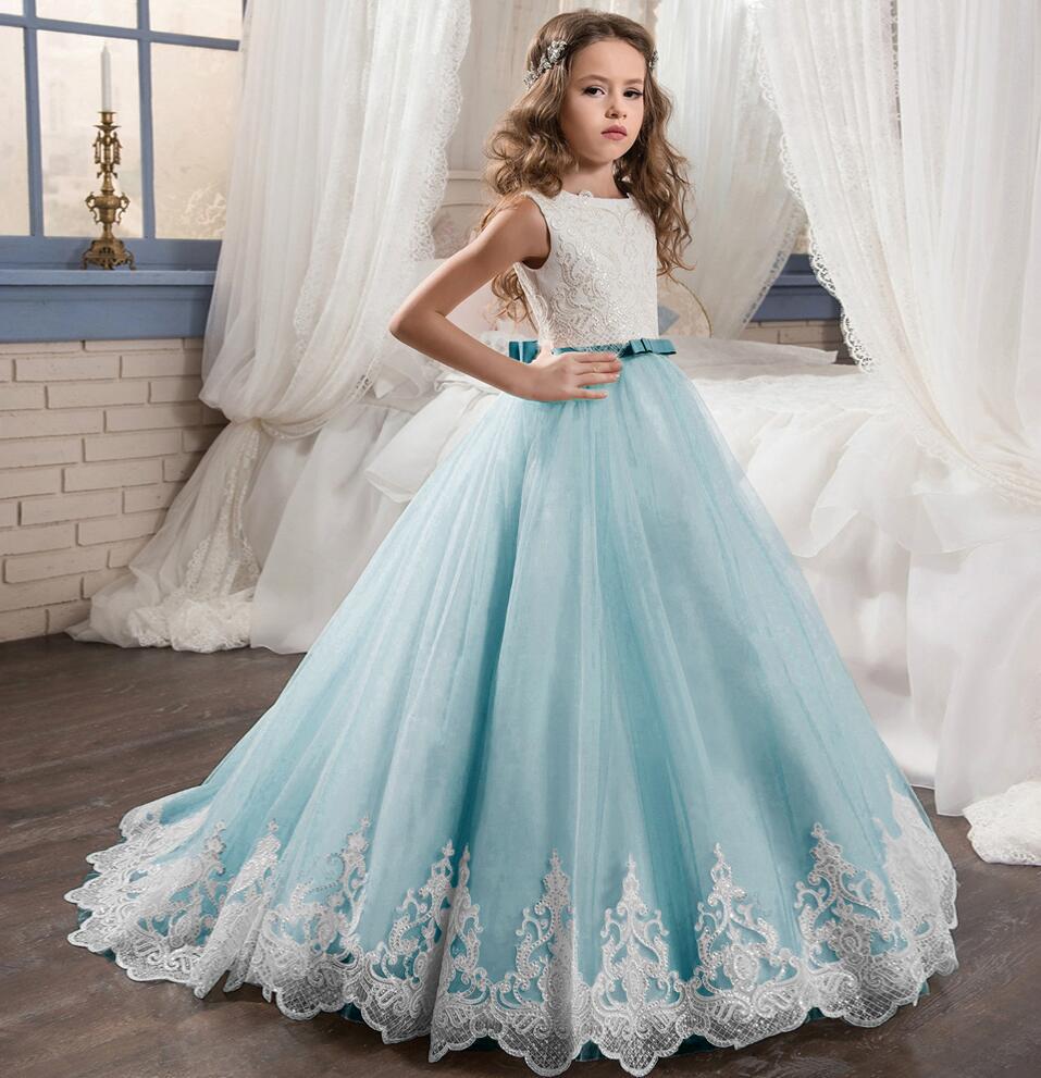 Comercio exterior transfronterizo de AliExpress eBay Vestido de novia para niños de Europa y América Vestido de princesa esponjosa de encaje rhinestone de niña de flores
