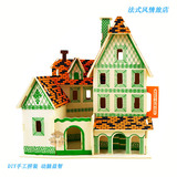 Деревянная трехмерная головоломка, домик, вилла, игрушка, французский стиль, DIY