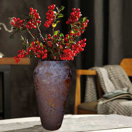 干花花瓶插花花器复古花瓶装饰摆件陶罐坛子仿古做旧粗陶土陶陶罐