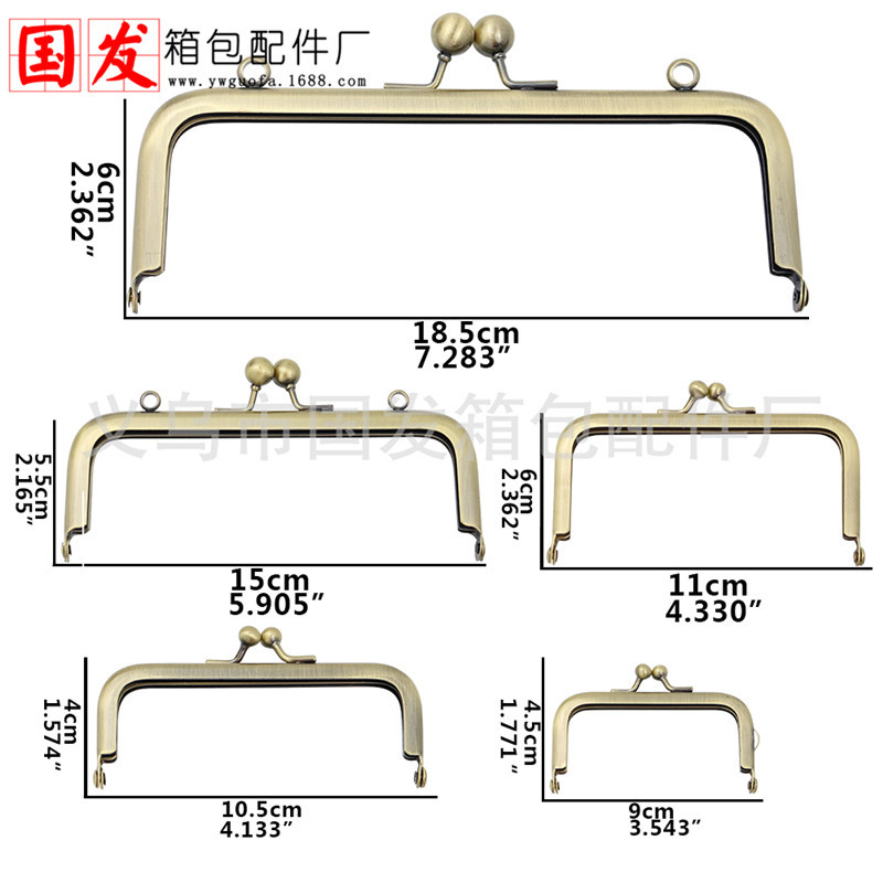 No agujero 8.5CM 10.5 15 18.5cm cuadrado bronce oro oro serie accesorios de bolsa de oro