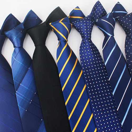 23 New 8CM Polyester Jacquard Striped Tie Wholesale 7cm Men's Business Tie Formal Casual Red Black Blue