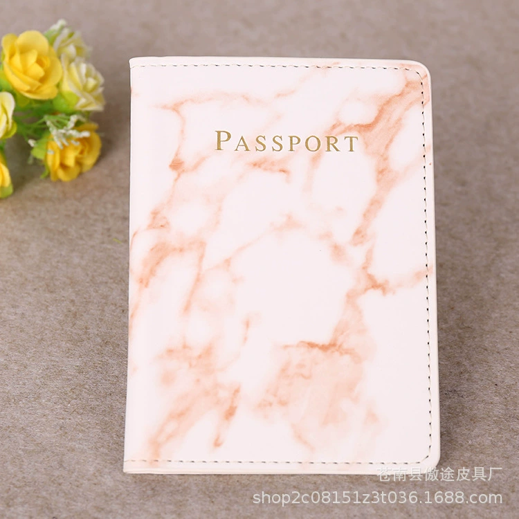 Passport holder, marble pattern protective sleeve, 20×14 cm, lightweight travel folder