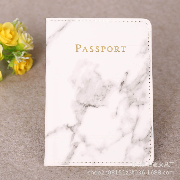 Passport holder, marble pattern protective sleeve, 20×14 cm, lightweight travel folder
