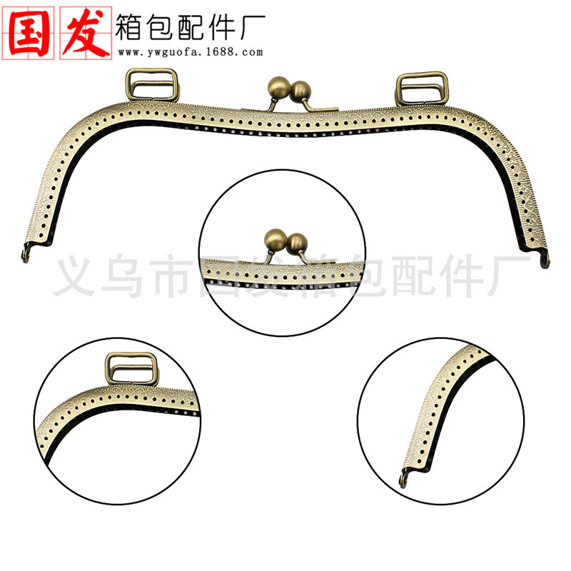 27cm bronce cóncavo cintura en forma de M PU mano dorada marrón negro 0638 - GT