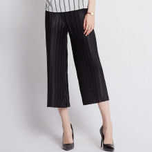 七分裤精品时尚褶皱嘉柠女裤阔腿休闲裤都市休闲气质高档修腿型