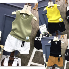 Children's Summer Top Set Baby Summer Outfit 01-5 Years Old Korean Style Sleeveless Top and Overalls Two-Piece Set Korean Children's Clothing