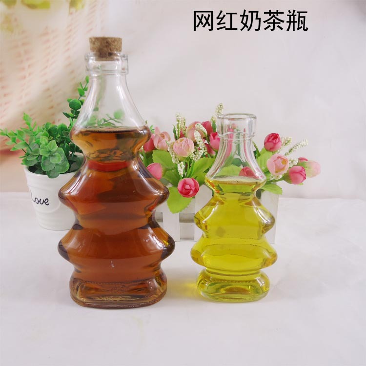 创意圣诞树网红奶茶瓶饮料玻璃瓶新款木塞沙画许愿漂流瓶批发