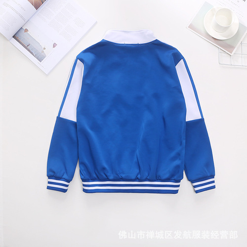 Spring and Autumn Junior High School and High School Students Blue and White School Uniforms College Long Sleeve Group Class Uniforms Men's and Women's Sportswear