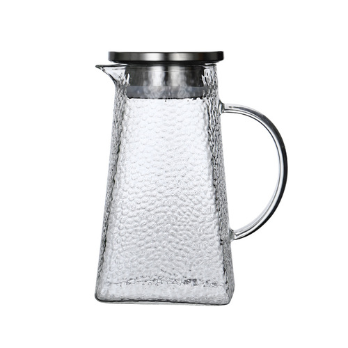 Thickened glass square hammer pattern cold kettle set Household high borosilicate tea juice cold kettle set