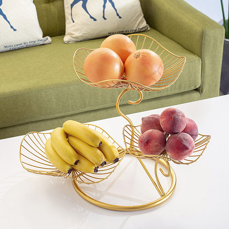 北欧水果盘创意现代客厅家用三层果盘简约铁艺多层果盘收纳零食篮
