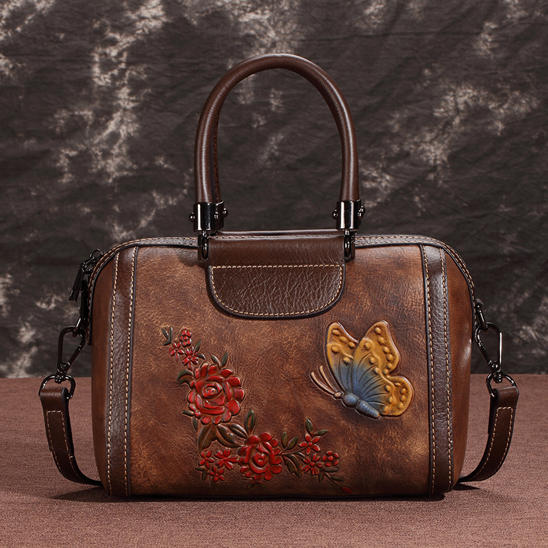 New Genuine Leather Handheld Pillow Casual Head Layer Cowhide Single Shoulder Oblique Straddle Women's Bag_voghion.com
