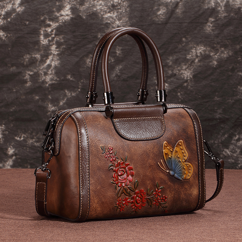 New Genuine Leather Handheld Pillow Casual Head Layer Cowhide Single Shoulder Oblique Straddle Women's Bag_voghion.com