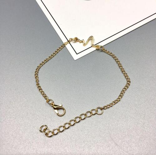 E064 Korean Version Minimalist ECG Lightning Hand Chain, Personality Designed Couple's Heartbeat Frequency Accessory Bracelet