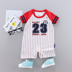 New Spring and Summer Short-Sleeve Baby Infant Kids All-in-One Romper Flat Short Crawling Suit Hasty Baseball Sports