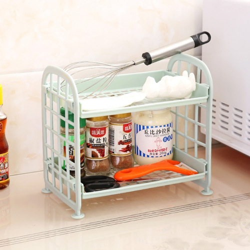 Kitchen bathroom double-layer hollow storage rack cosmetics desktop storage rack living room hollow gap storage rack