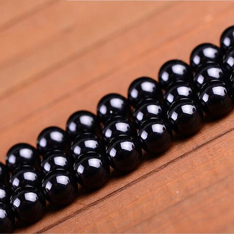 Rui Ze Jewelry 7A Natural Black Agate Round Beads Loose Beads DIY Handmade Agate Jewelry Accessories Wholesale Supply