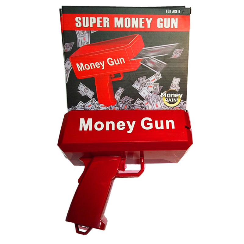 Super Money Gun eléctrico pulverizador de dinero creativo de reducción de presión pistola de billetes de dólar escupir juguetes pistola